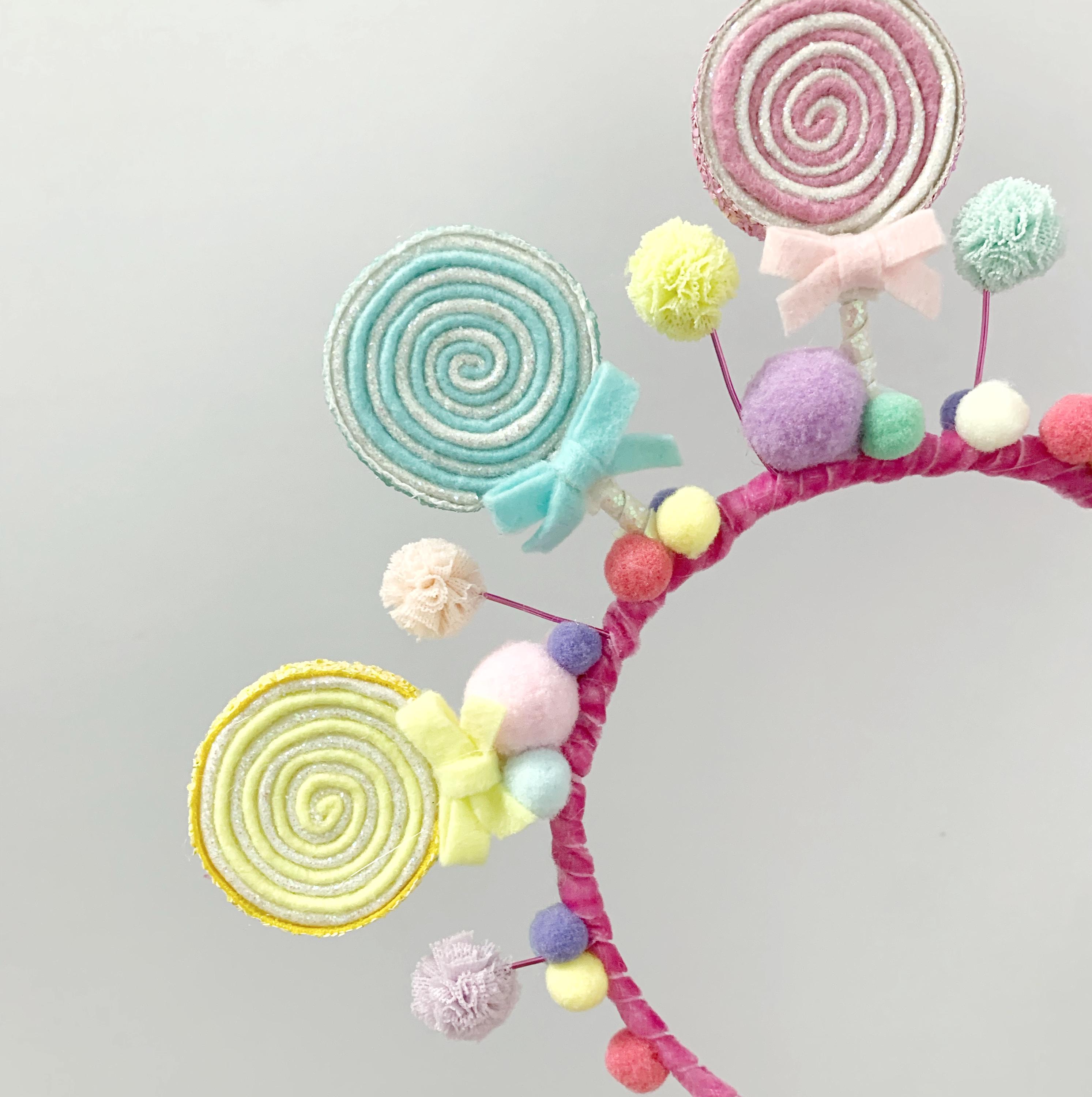 Pastel Rainbow Lollipop Headband