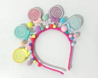 Pastel Lollipop Headband, Candyland Birthday Crown