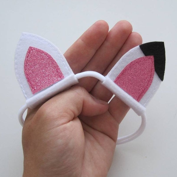 White Cat Ears Headband Cat Kitty Ears Kitten Ears Headband "Purrfect" for Birthday Party Halloween Outfit Play Dress Up Costumes Baby Girl