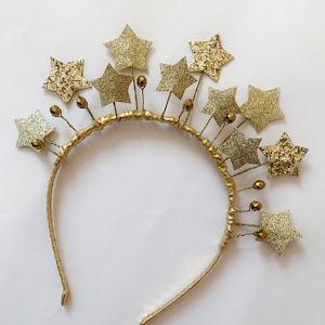 Gold Star Crown Headband Shiny Stars Halo Headband Twinkle Twinkle Little Star Party Hat Star Design Headband Girl Toddler Adult