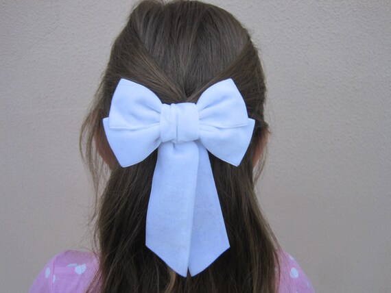 Blue Bow for Adult, Velvet Hair Ribbon Clip Barrette for Women