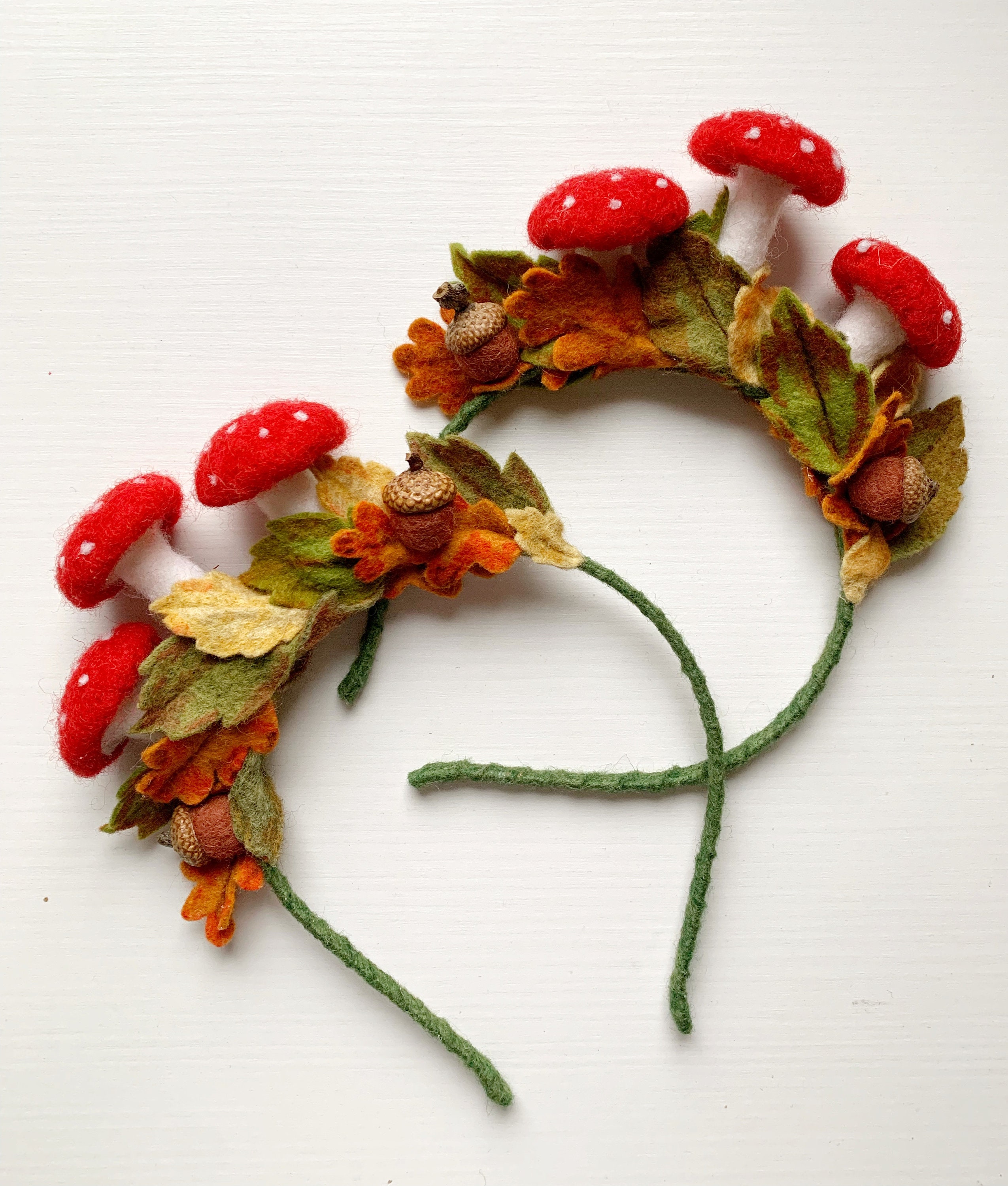 One Of A Kind Woodland Mushroom Tiara w/ Red & Green Floral Accents il_fullxfull.3469165134_5rey.jpg main image 2