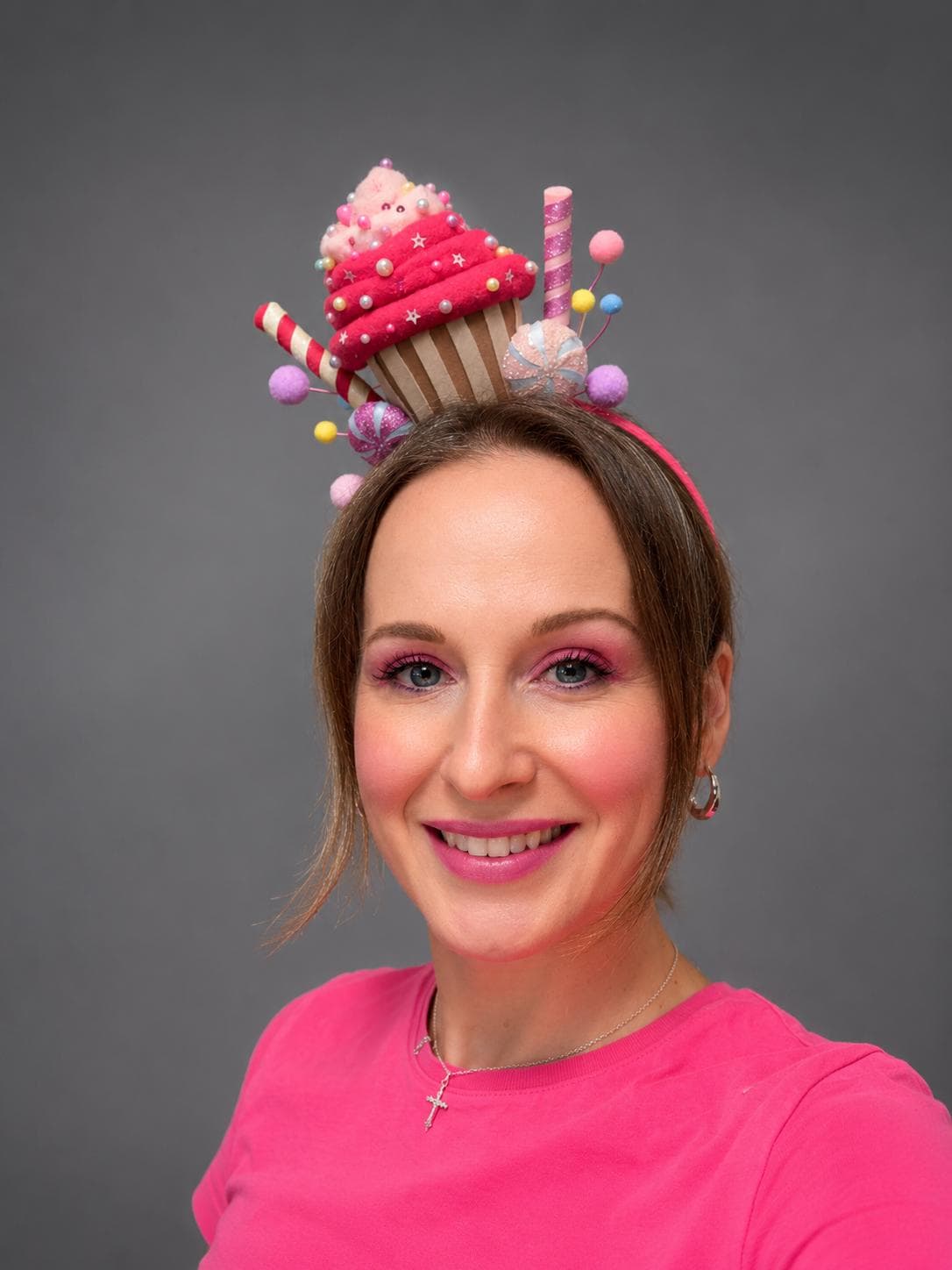 Cupcake Headband, Candyland Birthday Party Hat, Pink Sweets