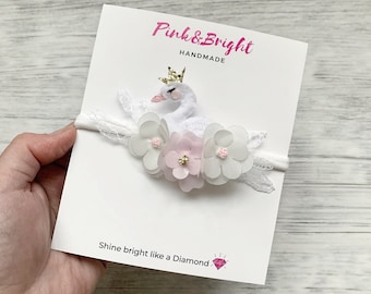 Swan Princess Headband: Floral Baby Crown, First Birthday Prop
