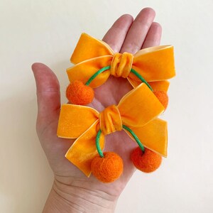 Orange Fruit Hair Bow Clip Set of 2 Orange Headband Toddler Hair Bow Girls Hair Clips Orange Pigtail Clips Hair Ribbon Bow Clips School Bow
