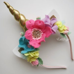 Pink Blue Yellow Unicorn Headband Gold Horn Unicorn Party Kids Girls Birthday Party Unicorn Headband Adult Gifts for Kids Girls Dress up