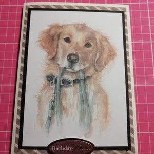 Eine wunderschöne handgemachte Karte im Format A5 mit einem goldenen Labrador Motiv
