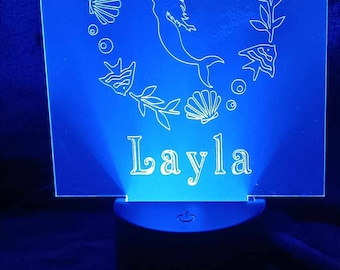 Personlig sjöjungfrunattlampa, färgskiftande LED, USB-driven