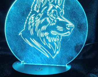 German Shepherd LED Night Light, Color Changing Remote