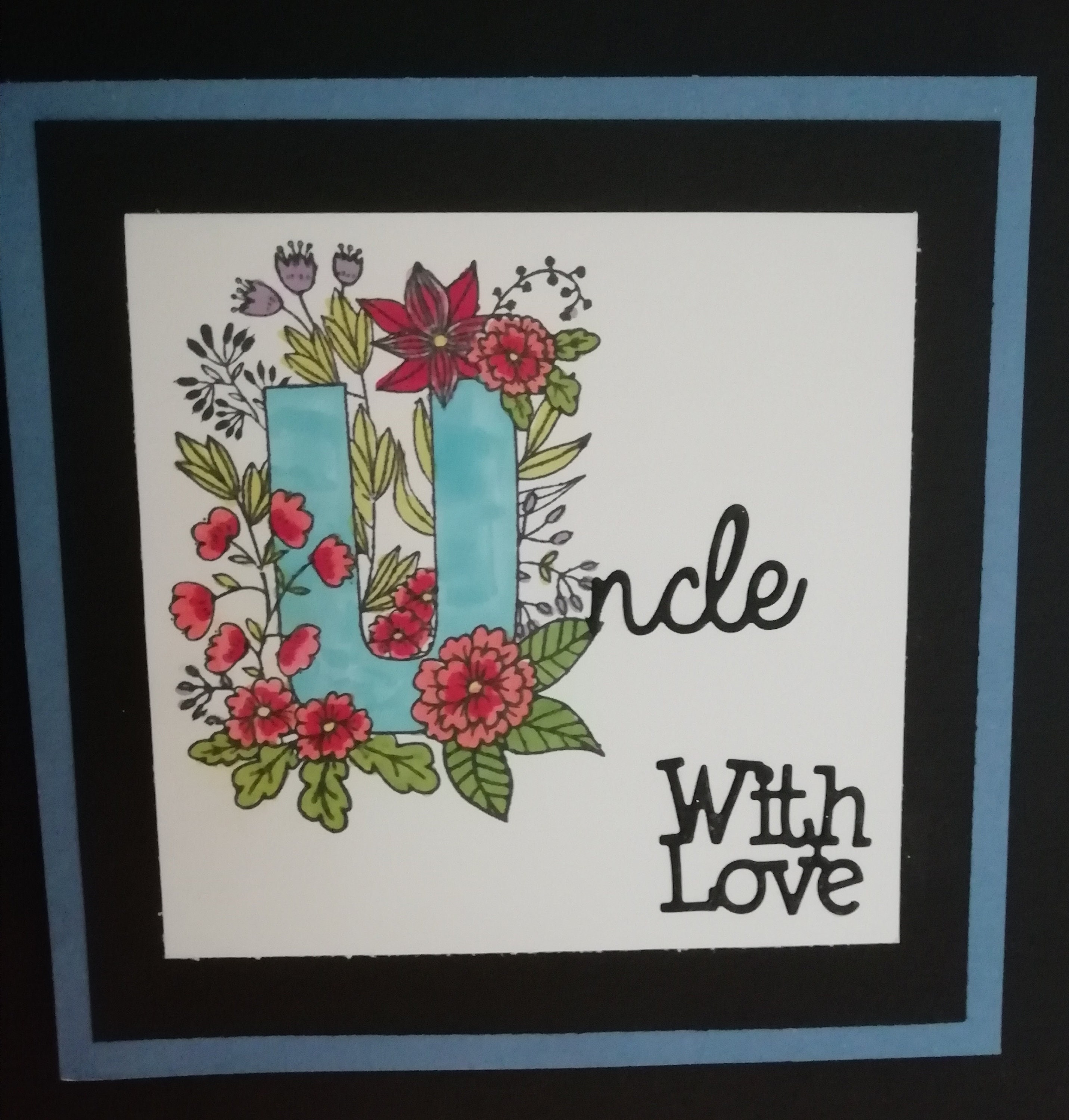 Uncle Rip Flower Card Hand Painted 6x6 Card Featuring the Sentiment Uncle With Love. the U of ...