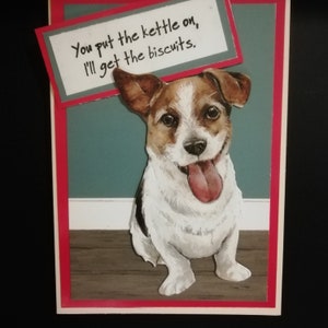 Hermosa tarjeta 7x5 hecha a mano con un Jack Russell