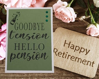 Personalized Retirement Card, Goodbye Tension Hello Pension, Handmade