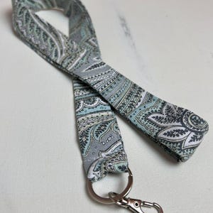 Lanyard- Blue and Green Paisley