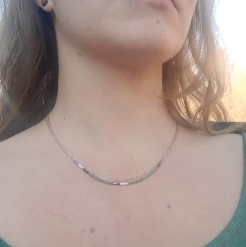 Handmade Rose Gold Minimalist Beaded Necklace \u2018Austria\u2018