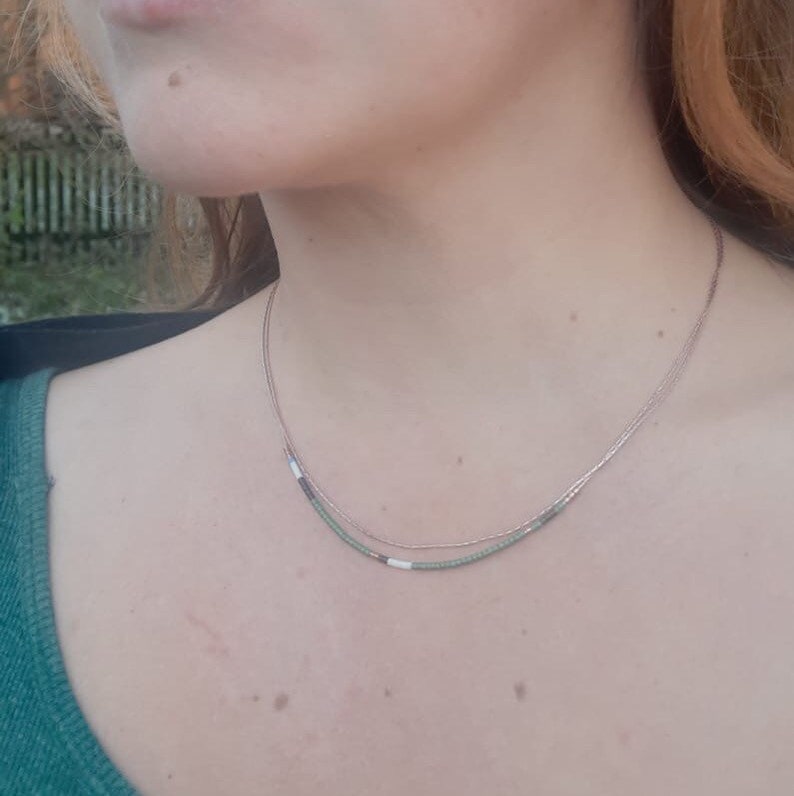 Handmade Rose Gold Minimalist Beaded Necklace \u2018Austria\u2018