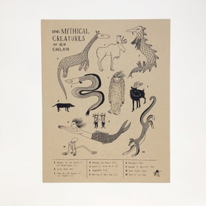 Some Mythical Creatures of New England Screen-printed Poster - Etsy
