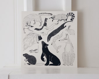 New England Mammals | 8"x8" | Screen-printed Poster I Vermont Made | Fundraising for Cause