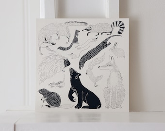 New England Mammals | 8"x8" | Screen-Print I Vermont-Made | Fundraising for Cause