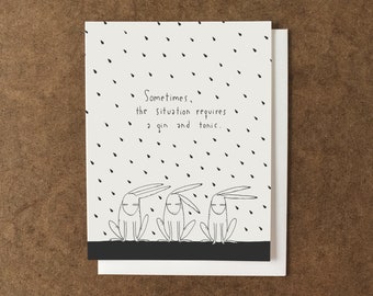 Encouragement | Sympathy | Greeting Card | Sorry | Hard Times | Rain | Rabbits | USA Made | Vermont Made