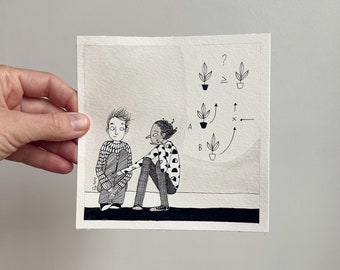 Theory | Original Art | 5"x5" | Pen and Ink Drawing | Unframed | October Drawings