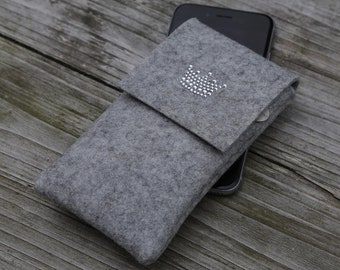 zigbaxx Felt Phone Case CROWN | Felt Phone Pouch Smartphone Case Wool Felt Bag for iPhone Samsung Galaxy Xiaomi Huawei Google Pixel and others