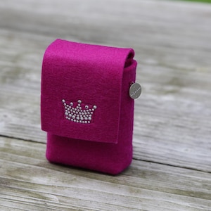 portasigarette zigbaxx LITTLE CROWN portasigarette per 20 sigarette/Big Box XL, feltro di lana/corona di strass - grigio nero rosa beige marrone rosso