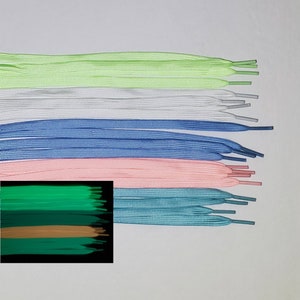 Glow in the Dark Luminous Flat Sneaker Shoelaces 5/16 inches wide 27, 36, 45 or 54 Inch Length shoe lace strings image 1