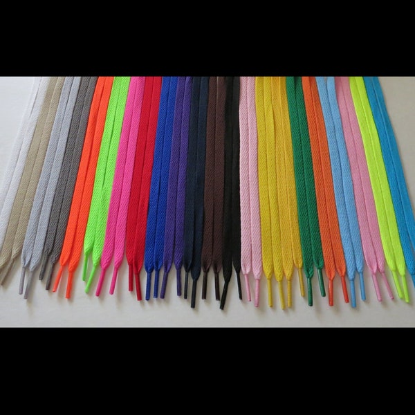 FLAT Athletic Sneaker Shoelaces - 27, 36, 45, 54, 63, 72 Inch Length; 5/16 of an inch wide shoe lace strings