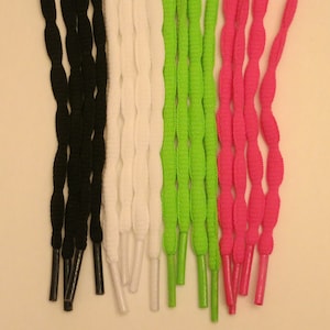 Squiggle Sneaker Shoelaces - 27, 36, 45, 54 Inch Length shoe lace strings - Black,  White, Hot Pink, Neon Green