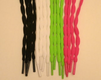 Squiggle Sneaker Shoelaces - 27, 36, 45, 54 Inch Length shoe lace strings - Black,  White, Hot Pink, Neon Green