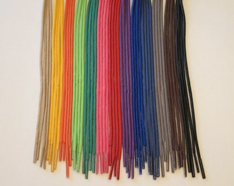 WAXED Cotton Dress Shoe Round Shoelaces - 24, 30, 36 Inch Length Colored shoe lace strings