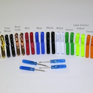 Shoelace Screw on Aglets! Rectangle Metal Sneaker Shoe Lace Tips! Gold, Silver, Red, Green, Blue, Orange plus More!
