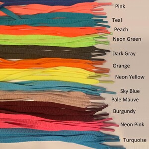 BULK 10 Pair of Flat Sneaker Shoelaces 27 36 45 54 63 72 Inch Length; solid, glitter, glow shoe lace strings image 8