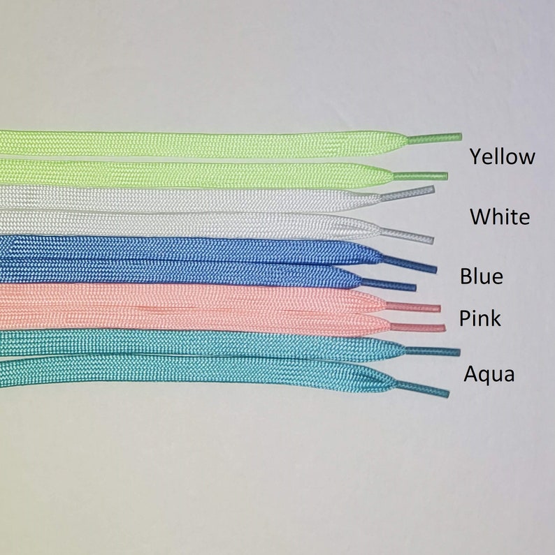 Glow in the Dark Luminous Flat Sneaker Shoelaces 5/16 inches wide 27, 36, 45 or 54 Inch Length shoe lace strings image 2