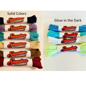 Flat Solid or Glow in the Dark Sneaker Shoelaces - 27 36 45 54 63 72 Inch shoe lace strings
