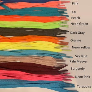 Cordones planos para zapatillas deportivas: longitud de 27, 36, 45, 54, 63 y 72 pulgadas; ancho de 5/16 de pulgada. imagen 2