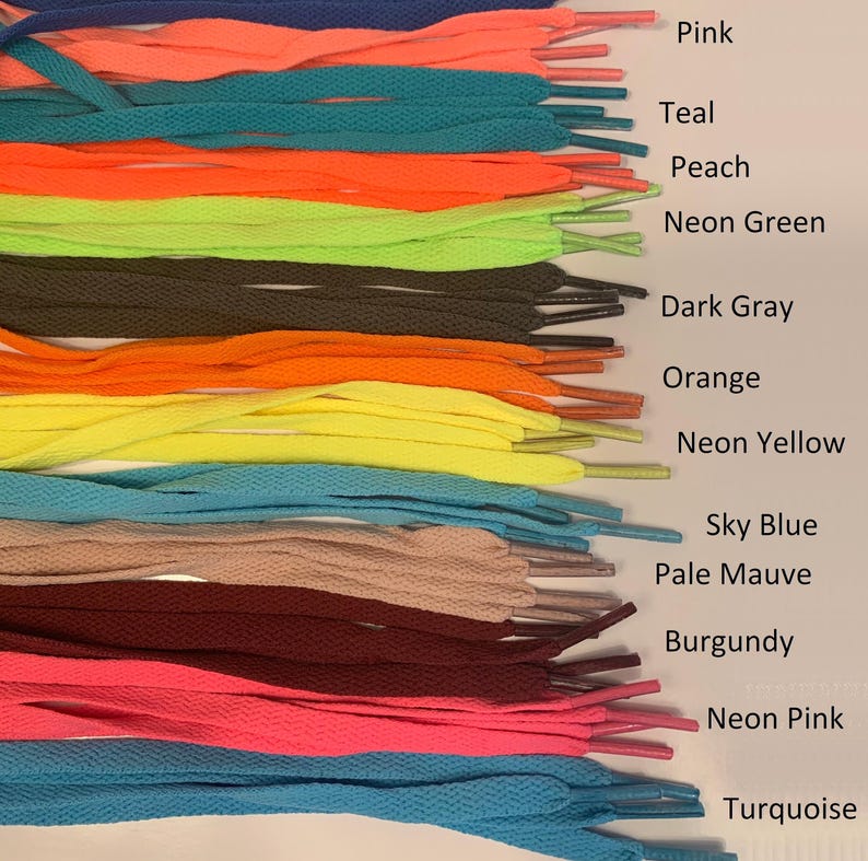 Cordones planos para zapatillas deportivas: longitud de 27, 36, 45, 54, 63 y 72 pulgadas; ancho de 5/16 de pulgada. imagen 2