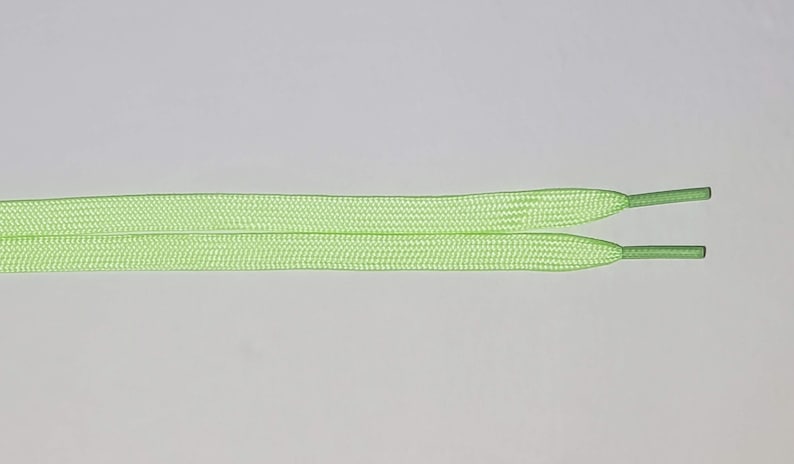 Glow in the Dark Luminous Flat Sneaker Shoelaces 5/16 inches wide 27, 36, 45 or 54 Inch Length shoe lace strings Yellow