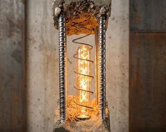 Brutalist Concrete and Steel Cable Lamp "Bergamo Concrete Lamps" – Handmade in Italy