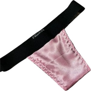 Date Night Satin Gaff/Thong in Baby Pink