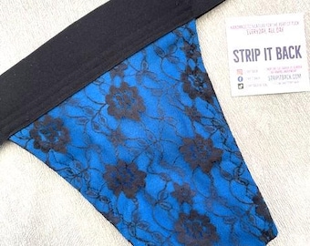 Everyday Turquoise and Lace Gaff Thong.