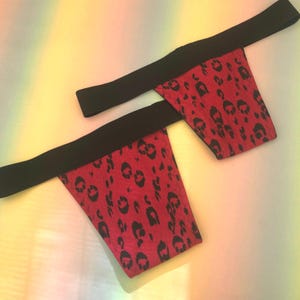 Cheetah Long Template 1 Only Gaff Thong. Burgundy.