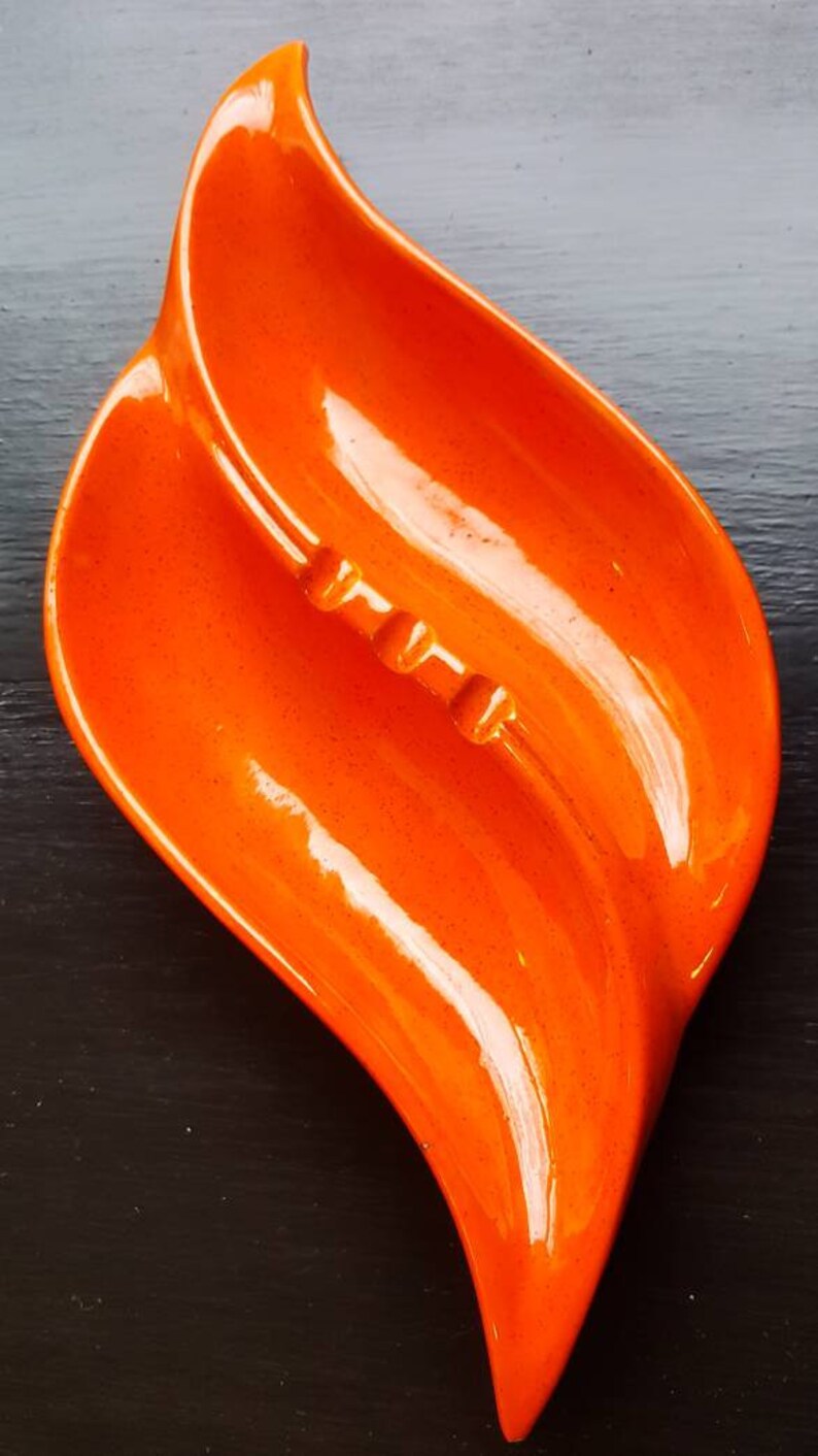Vintage Mid Century Modern Orange Ashtray Retro Atomic Ranch Made In 1969