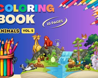 VOL. 5 Simple Animal Coloring Pages for Preschool and Kindergarten, PDF File, Instant Download