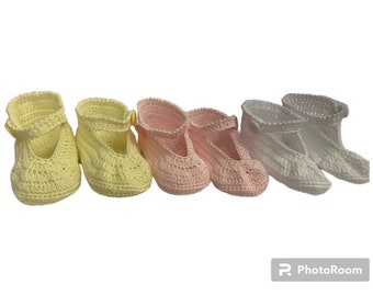 0-3months Baby Thread Crochet Shoes - Mary Jane Design - Various colours Handmade