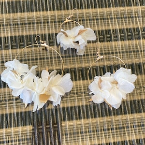 Hydrangea Flower Hoop Earrings