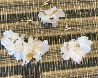 Hydrangea Flower Hoop Earrings