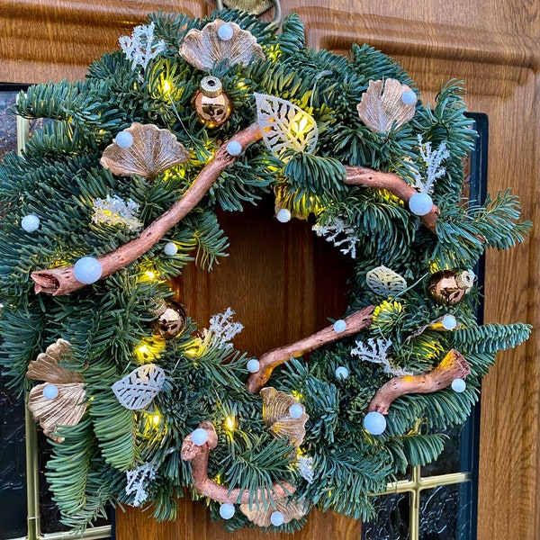 Couronne de Noël Cuivre et Blanc