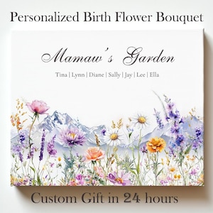 Custom Birth Month Flower meadow Personalized Family Birth Flower Bouquet Mother’s Day Gift for Mom Gift for Grandma’s Garden Print Wall Art