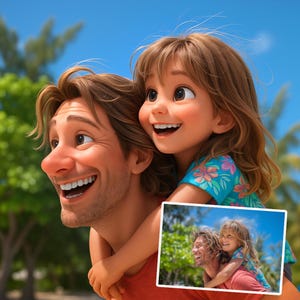 Aangepaste 3D-cartoon van foto voor Vaderdag Cadeau voor hem Gepersonaliseerde cartoonfamiliefoto tot cartooncadeau voor vader cadeau tekenfilm